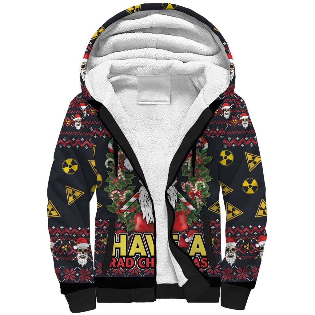 Skull Have A Rad Christmas Sherpa Hoodie Santa Skull