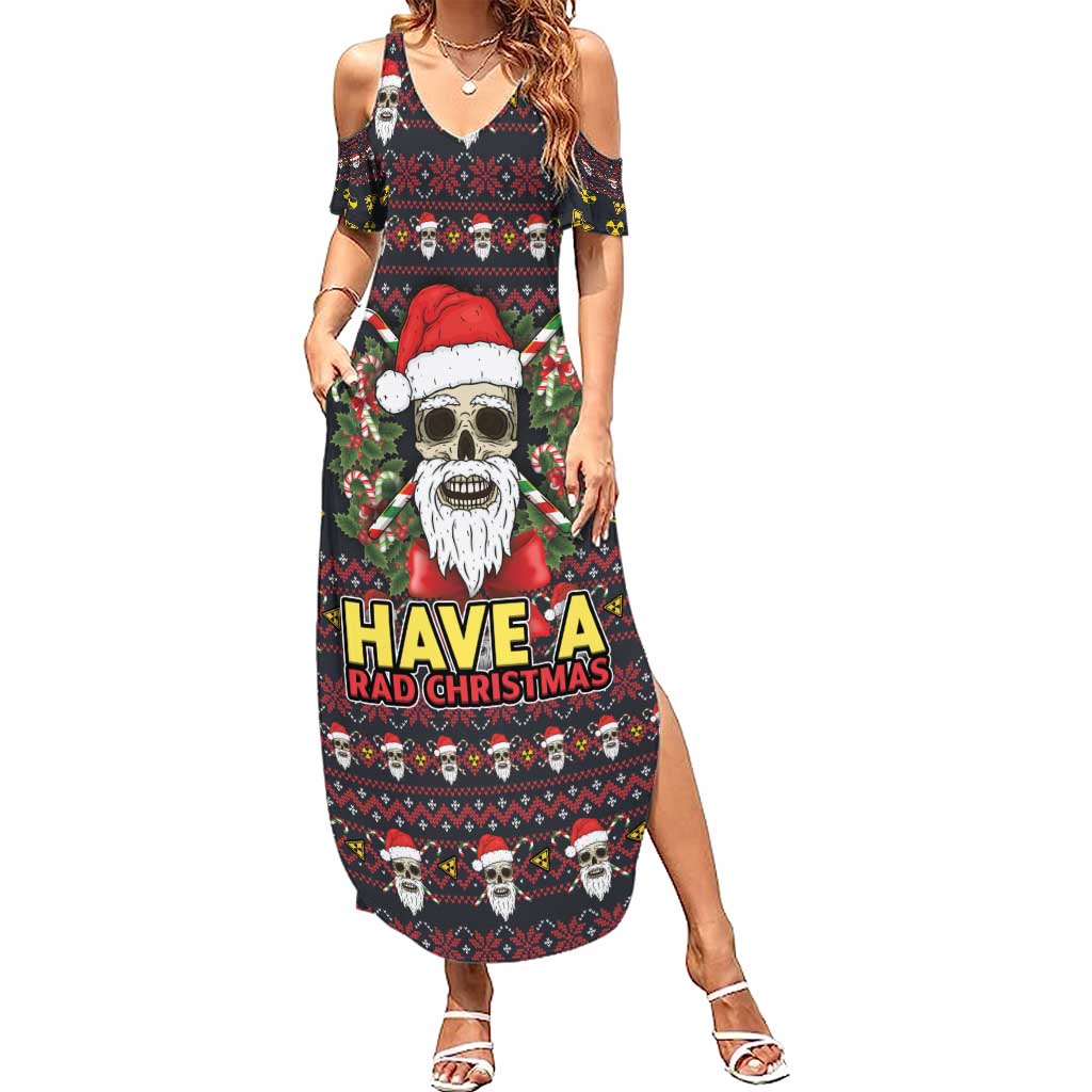 Skull Have A Rad Christmas Summer Maxi Dress Santa Skull