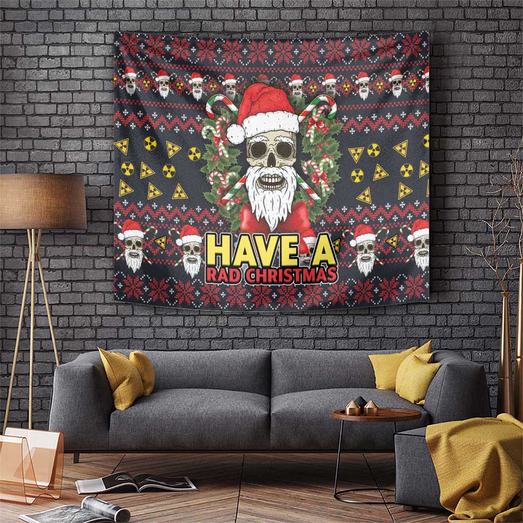 Skull Have A Rad Christmas Tapestry Santa Skull