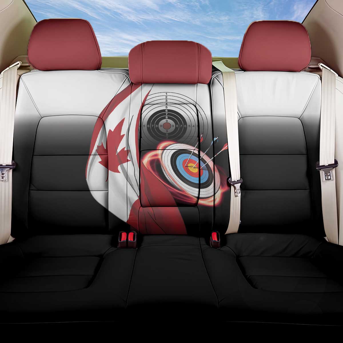 Canadian Flag Back Car Seat Cover Canada Archery Target - Maple Leaf