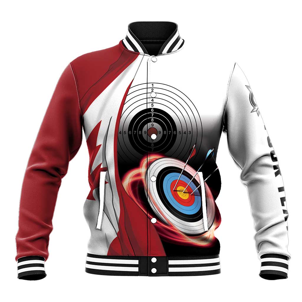 Personalized Canadian Flag Baseball Jacket Canada Archery Target - Maple Leaf