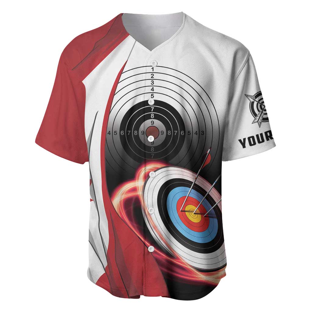 Personalized Canadian Flag Baseball Jersey Canada Archery Target - Maple Leaf