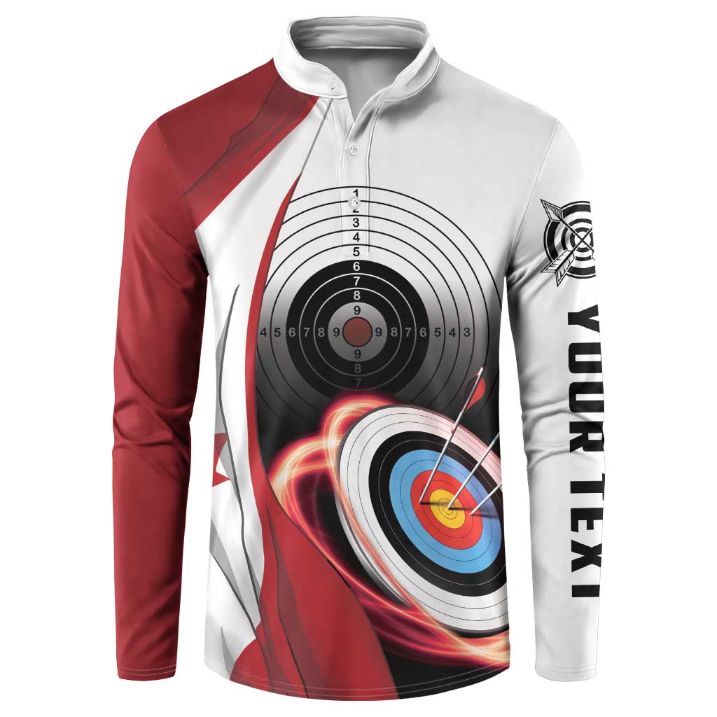 Personalized Canadian Flag Button Sweatshirt Canada Archery Target - Maple Leaf