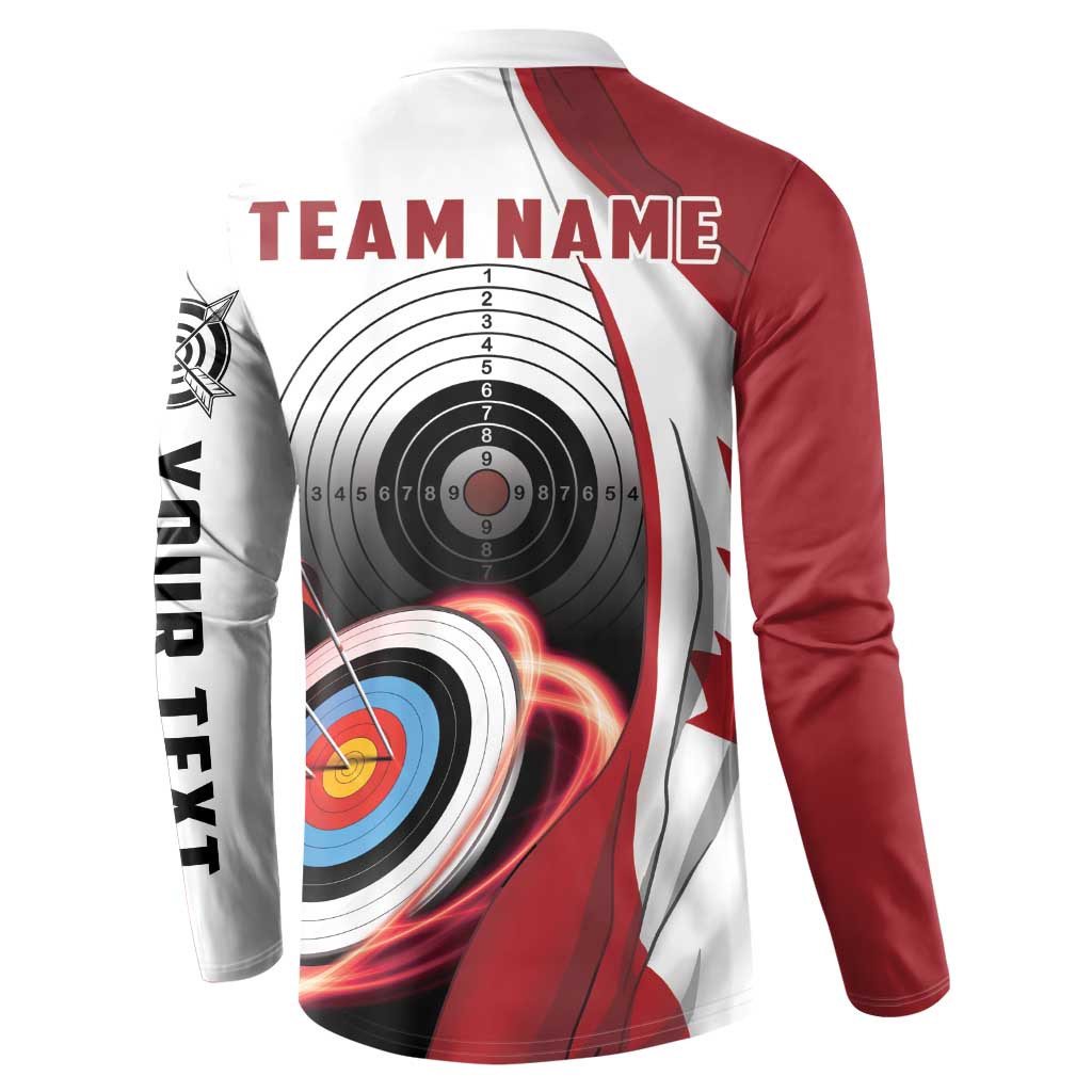 Personalized Canadian Flag Button Sweatshirt Canada Archery Target - Maple Leaf