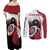 Personalized Canadian Flag Couples Matching Off Shoulder Maxi Dress and Long Sleeve Button Shirt Canada Archery Target - Maple Leaf