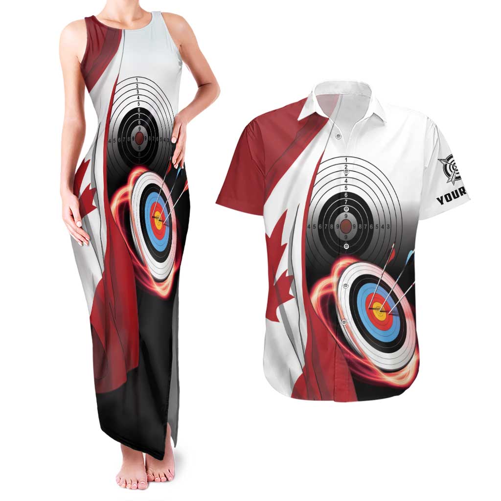 Personalized Canadian Flag Couples Matching Tank Maxi Dress and Hawaiian Shirt Canada Archery Target - Maple Leaf