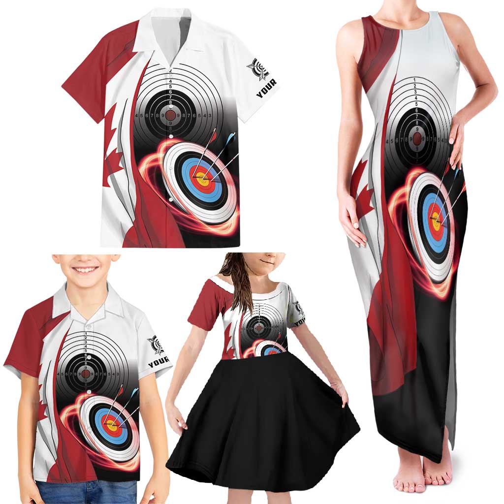 Personalized Canadian Flag Family Matching Tank Maxi Dress and Hawaiian Shirt Canada Archery Target - Maple Leaf