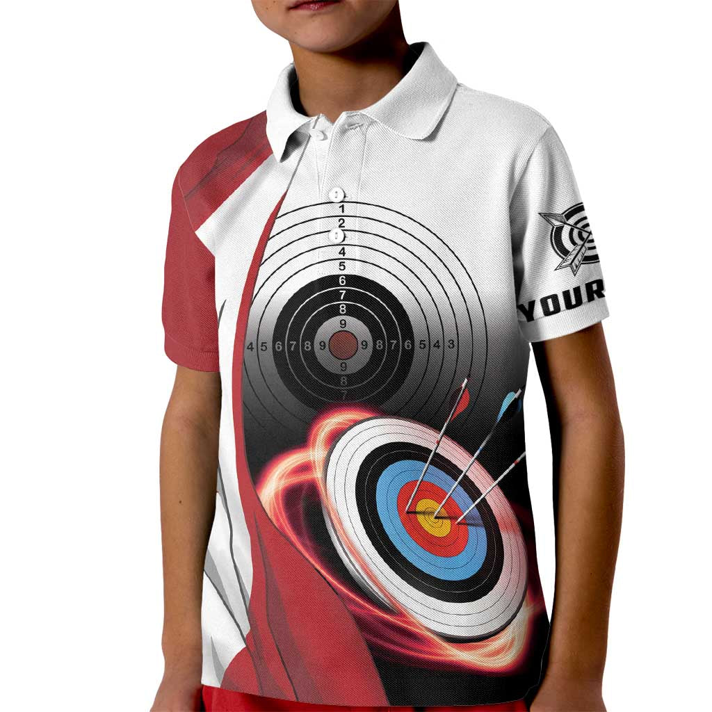 Personalized Canadian Flag Kid Polo Shirt Canada Archery Target - Maple Leaf