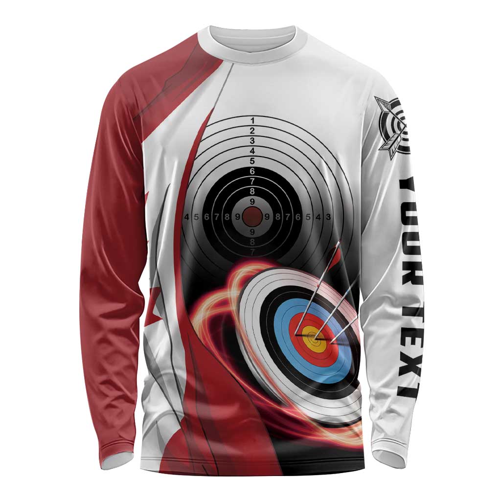 Personalized Canadian Flag Long Sleeve Shirt Canada Archery Target - Maple Leaf