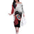 Personalized Canadian Flag Off The Shoulder Long Sleeve Dress Canada Archery Target - Maple Leaf