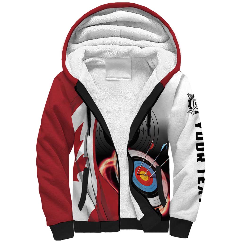 Personalized Canadian Flag Sherpa Hoodie Canada Archery Target - Maple Leaf