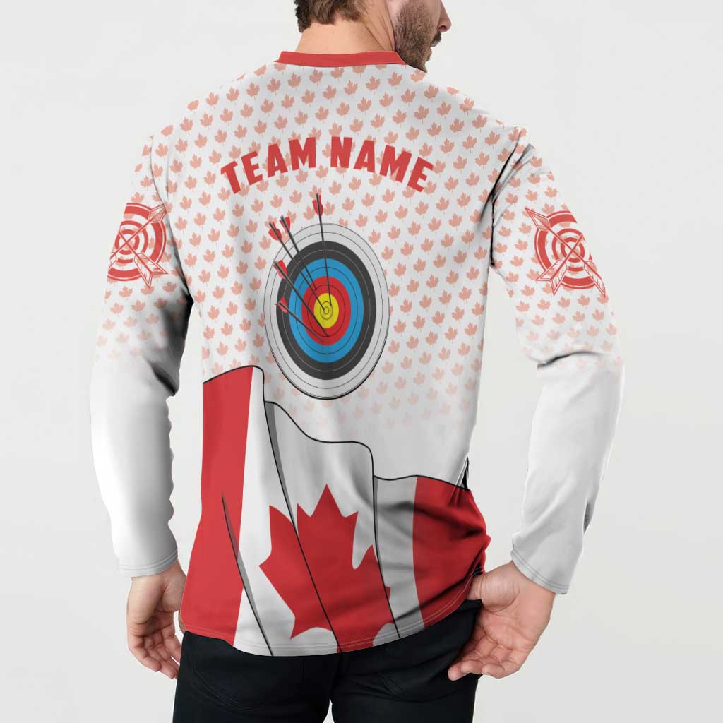 Personalized Canada Archery Button Sweatshirt Maple Leaf Canadian Flag