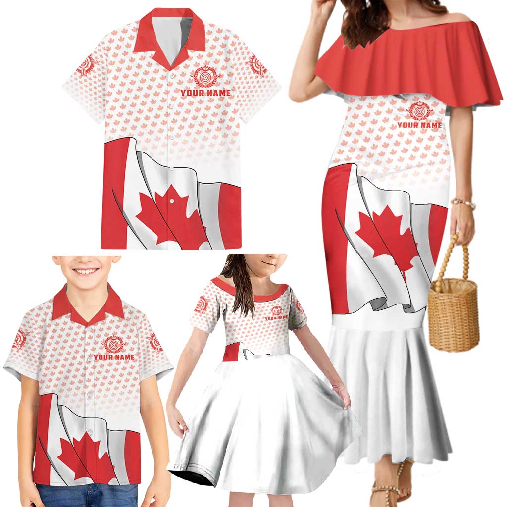 Personalized Canada Archery Family Matching Mermaid Dress and Hawaiian Shirt Maple Leaf Canadian Flag