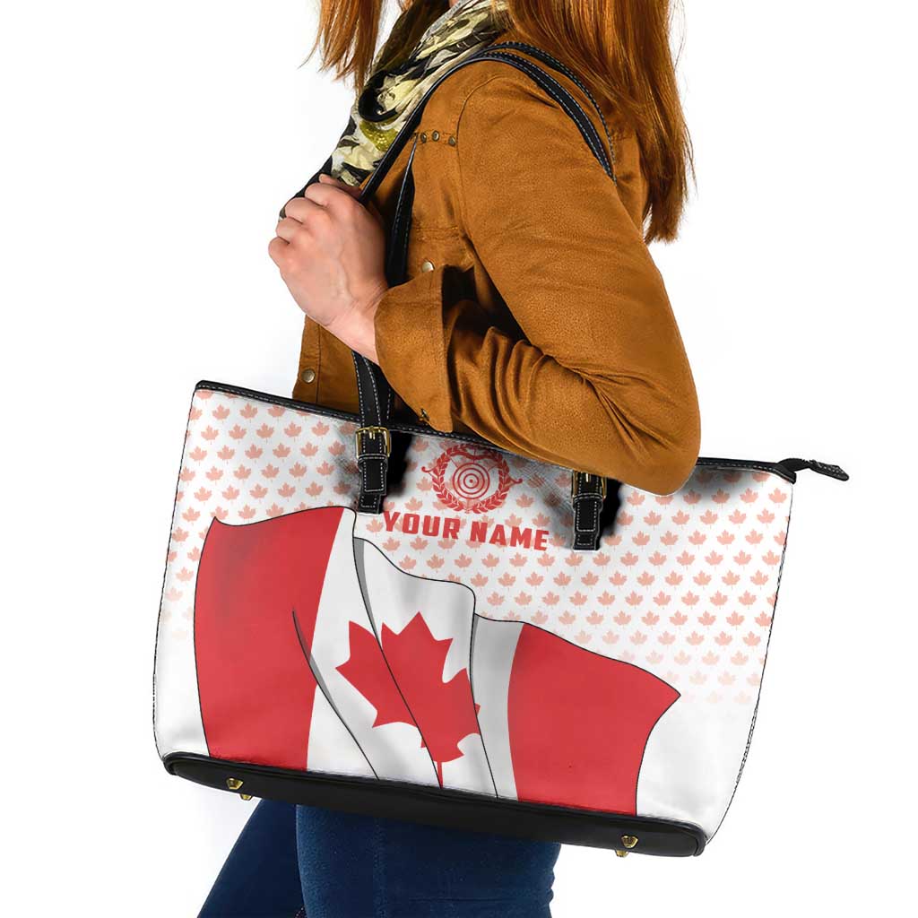 Personalized Canada Archery Leather Tote Bag Maple Leaf Canadian Flag