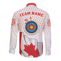 Personalized Canada Archery Long Sleeve Button Shirt Maple Leaf Canadian Flag