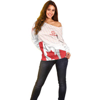 Personalized Canada Archery Off Shoulder Sweater Maple Leaf Canadian Flag