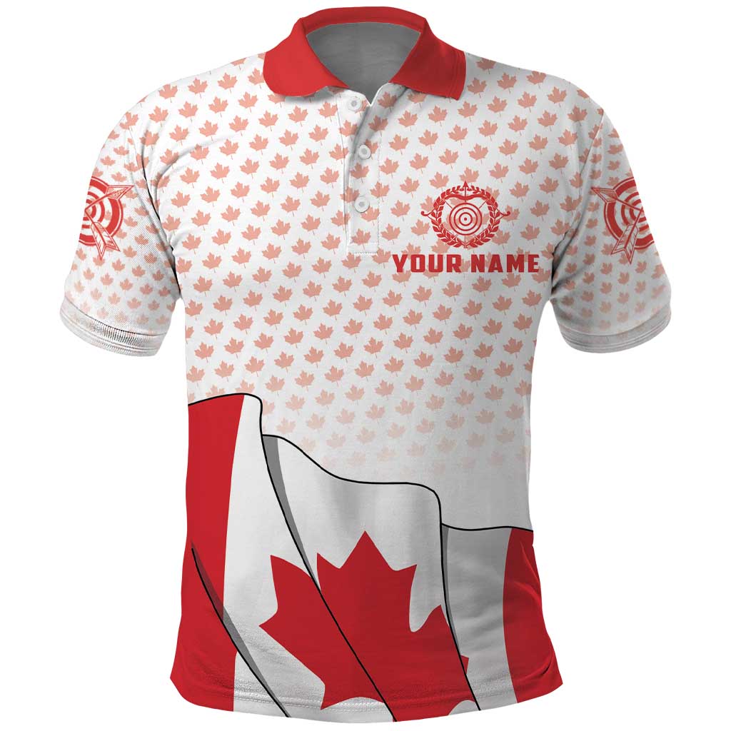 Personalized Canada Archery Polo Shirt Maple Leaf Canadian Flag