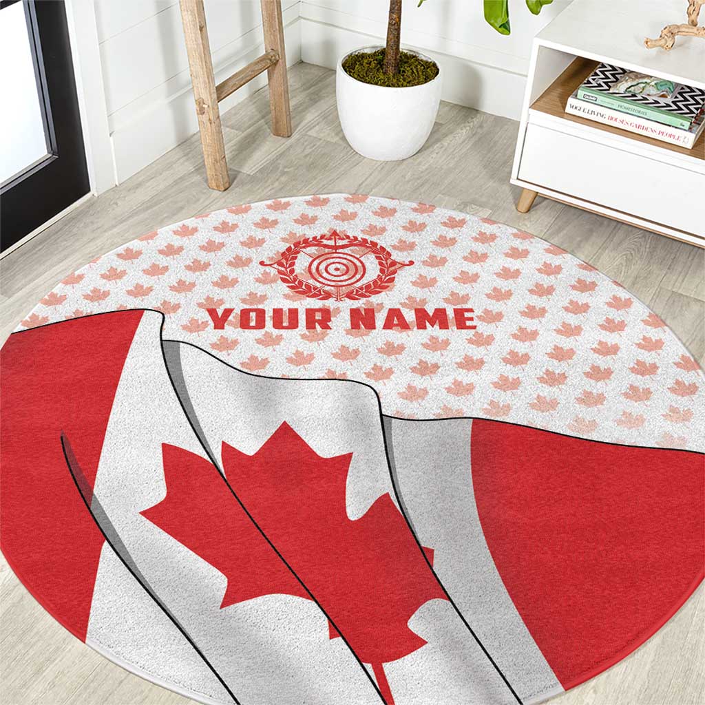 Personalized Canada Archery Round Carpet Maple Leaf Canadian Flag