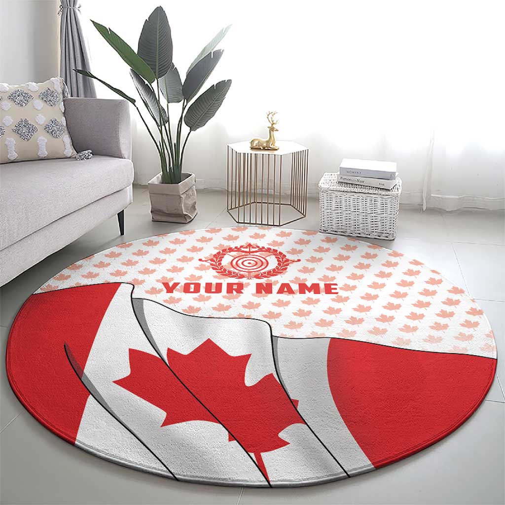 Personalized Canada Archery Round Carpet Maple Leaf Canadian Flag