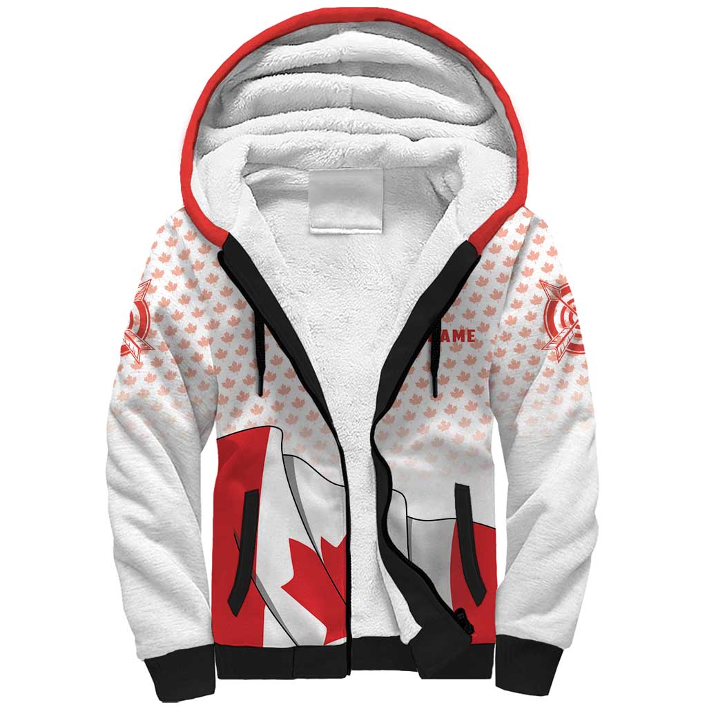 Personalized Canada Archery Sherpa Hoodie Maple Leaf Canadian Flag