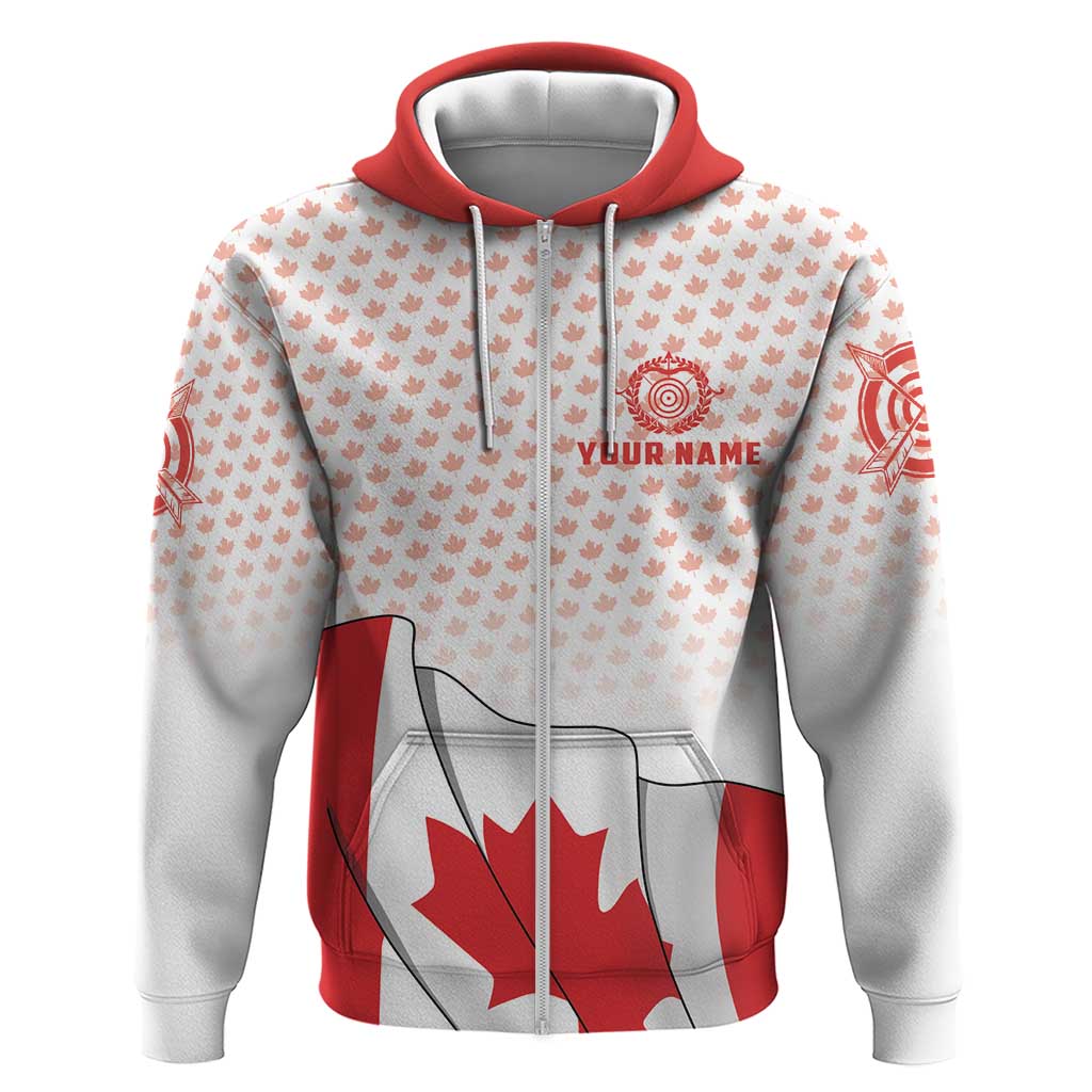 Personalized Canada Archery Zip Hoodie Maple Leaf Canadian Flag