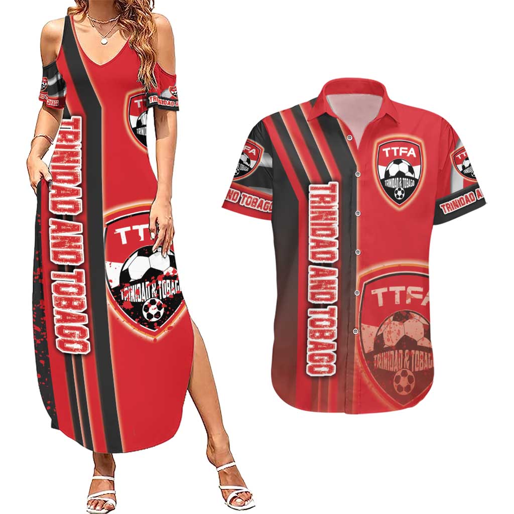 Trinidad and Tobago Football Couples Matching Summer Maxi Dress and Hawaiian Shirt Soca Warriors Soccer - Road To Champion