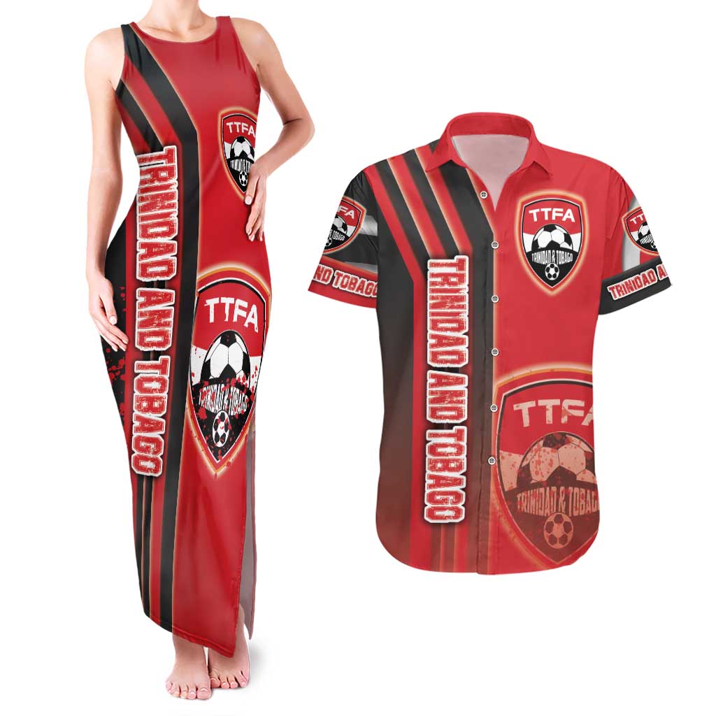 Trinidad and Tobago Football Couples Matching Tank Maxi Dress and Hawaiian Shirt Soca Warriors Soccer - Road To Champion