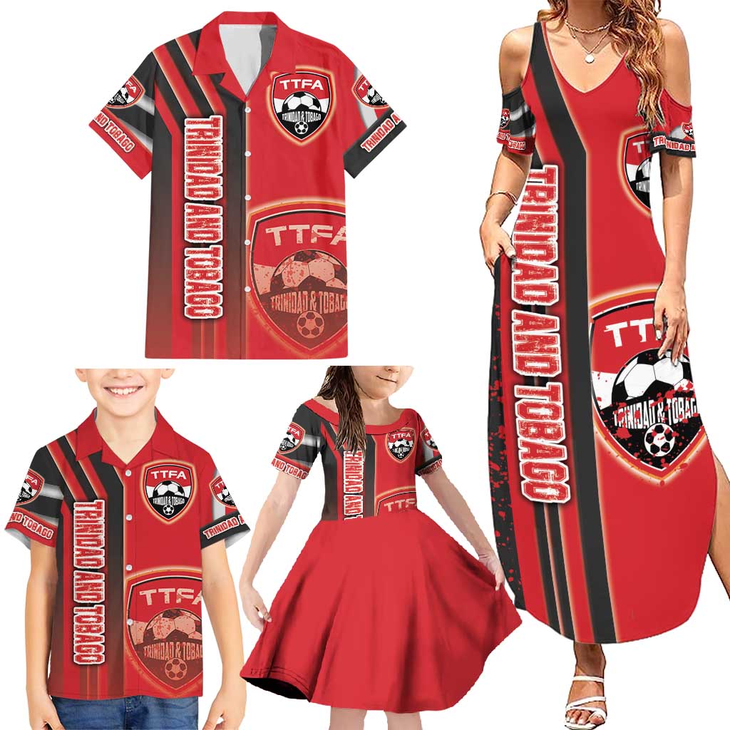 Trinidad and Tobago Football Family Matching Summer Maxi Dress and Hawaiian Shirt Soca Warriors Soccer - Road To Champion