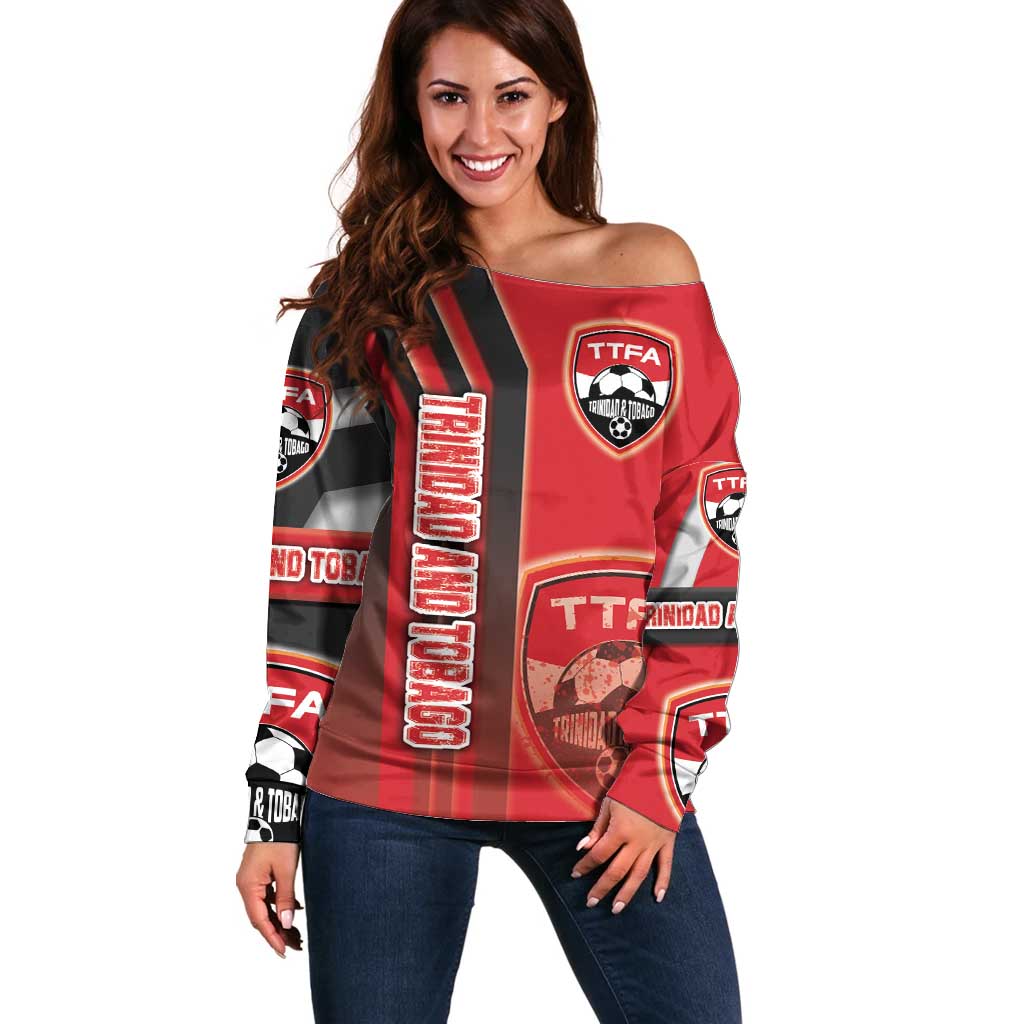 Trinidad and Tobago Football Off Shoulder Sweater Soca Warriors Soccer - Road To Champion