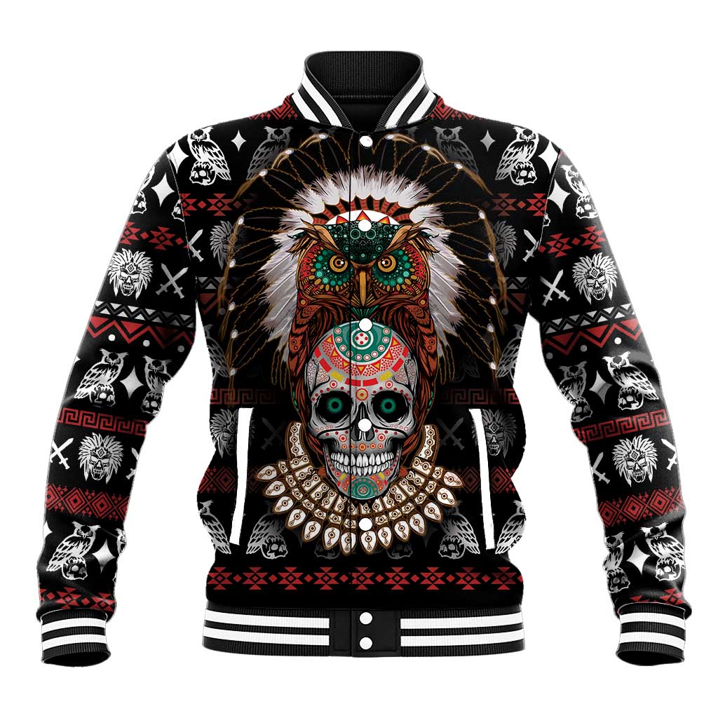 Warrior Of Indian Skull Baseball Jacket Native American - Wonder Print Shop