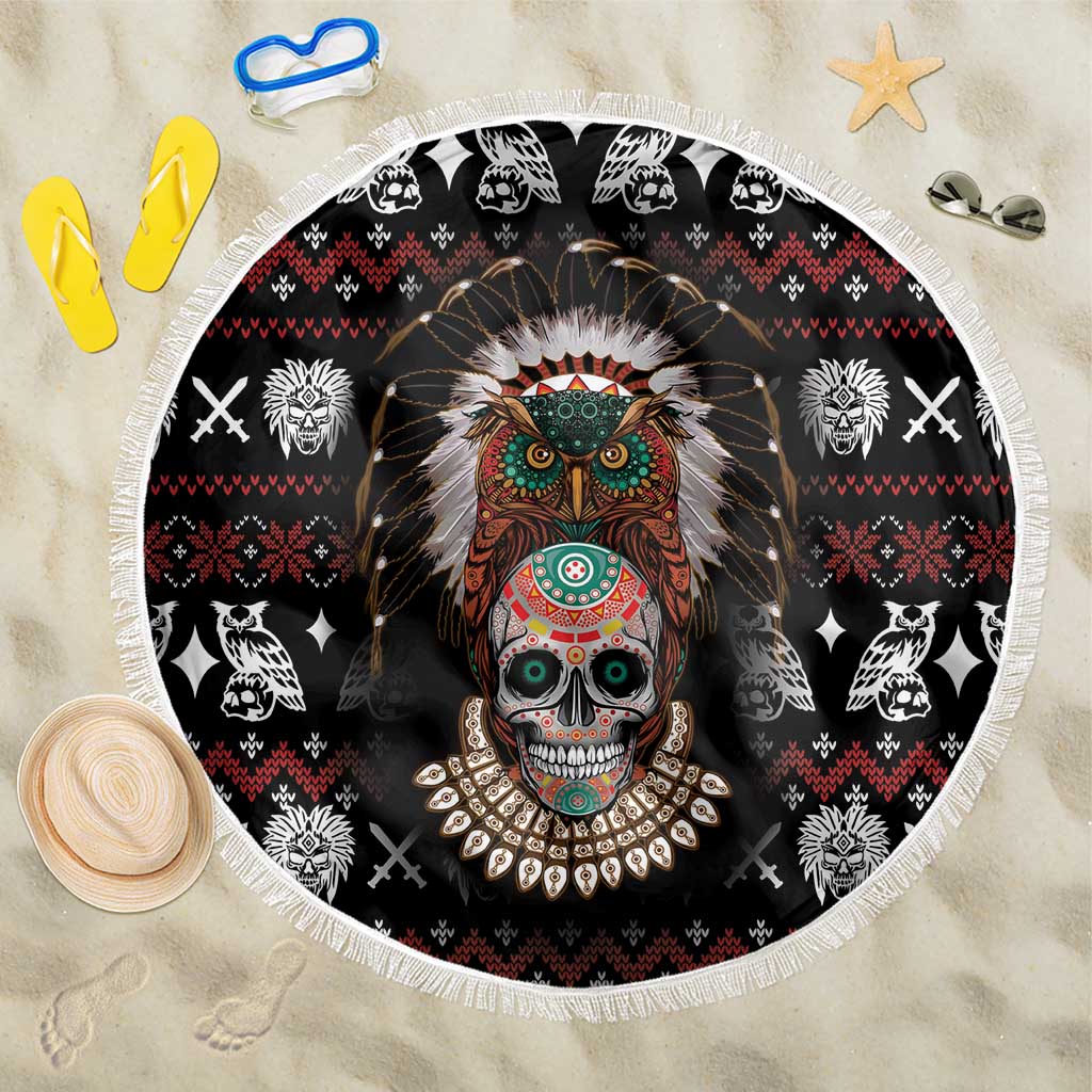 Warrior Of Indian Skull Beach Blanket Native American - Wonder Print Shop