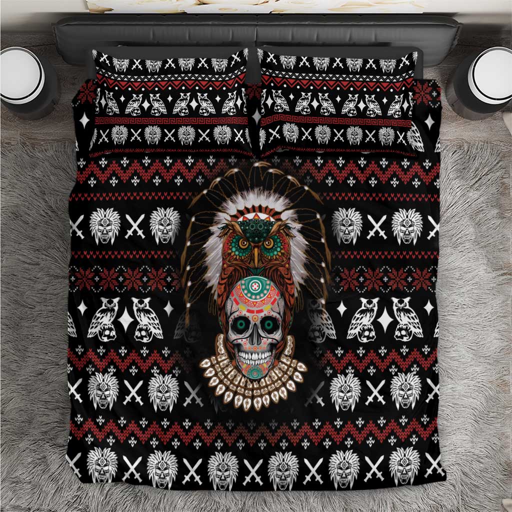 Warrior Of Indian Skull Bedding Set Native American - Wonder Print Shop