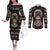 Warrior Of Indian Skull Couples Matching Off The Shoulder Long Sleeve Dress and Long Sleeve Button Shirt Native American