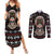 Warrior Of Indian Skull Couples Matching Summer Maxi Dress and Long Sleeve Button Shirt Native American