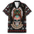 Warrior Of Indian Skull Family Matching Off The Shoulder Long Sleeve Dress and Hawaiian Shirt Native American