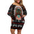 Warrior Of Indian Skull Family Matching Off Shoulder Short Dress and Hawaiian Shirt Native American - Wonder Print Shop