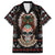 Warrior Of Indian Skull Family Matching Short Sleeve Bodycon Dress and Hawaiian Shirt Native American - Wonder Print Shop