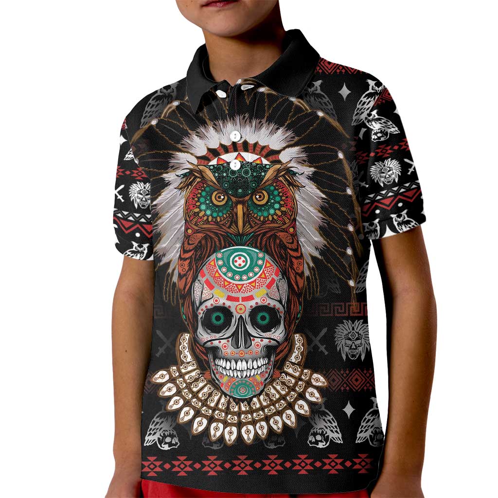 Warrior Of Indian Skull Kid Polo Shirt Native American - Wonder Print Shop