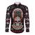 Warrior Of Indian Skull Long Sleeve Button Shirt Native American - Wonder Print Shop