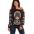 Warrior Of Indian Skull Off Shoulder Sweater Native American - Wonder Print Shop