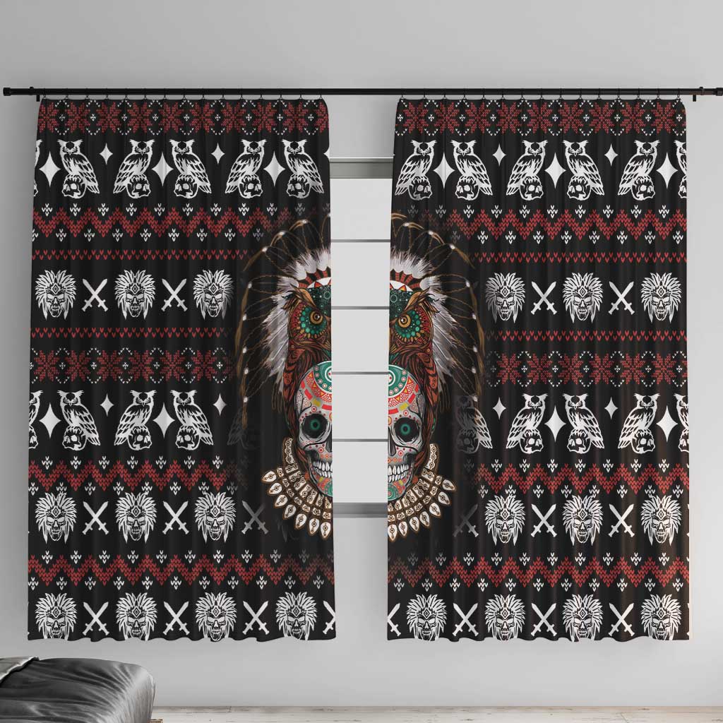 Warrior Of Indian Skull Window Curtain Native American - Wonder Print Shop