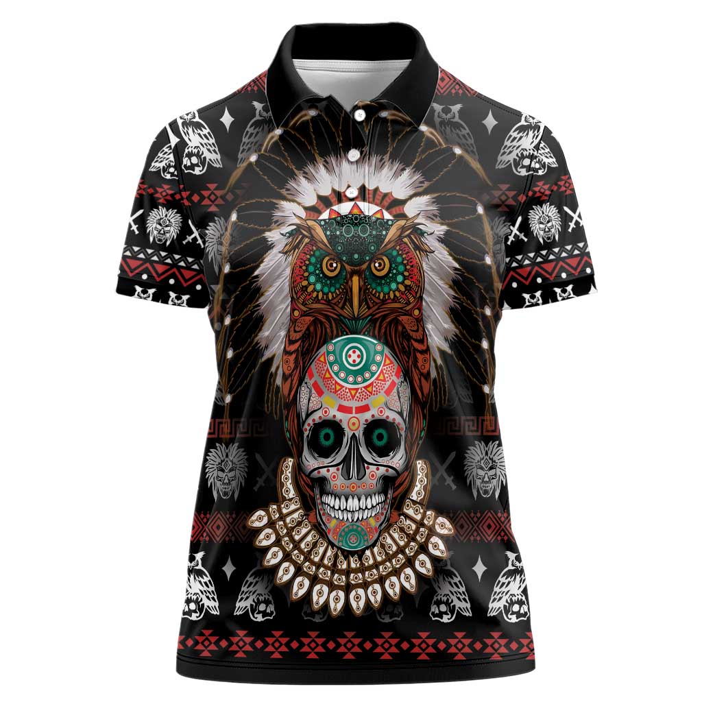 Warrior Of Indian Skull Women Polo Shirt Native American