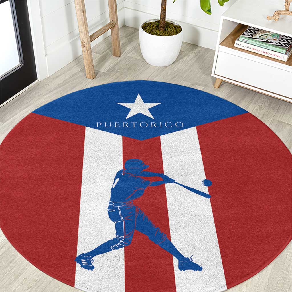 Puerto Rican Baseball Round Carpet Boricua Flag Sports