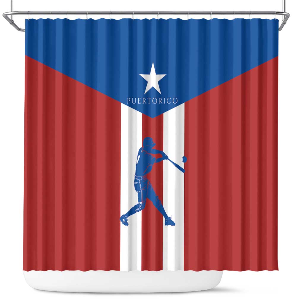 Puerto Rican Baseball Shower Curtain Boricua Flag Sports