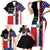 Dominican Republic Family Matching Short Sleeve Bodycon Dress and Hawaiian Shirt Made In America with Dominican Parts