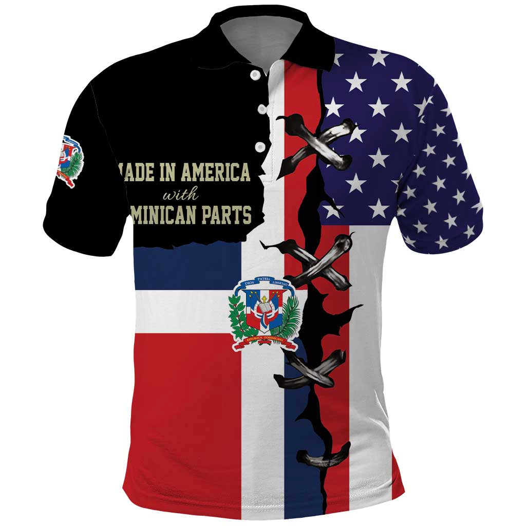 Dominican Republic Polo Shirt Made In America with Dominican Parts