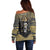 Personalized Black and Gold Lion Off Shoulder Sweater King Africa - Wonder Print Shop