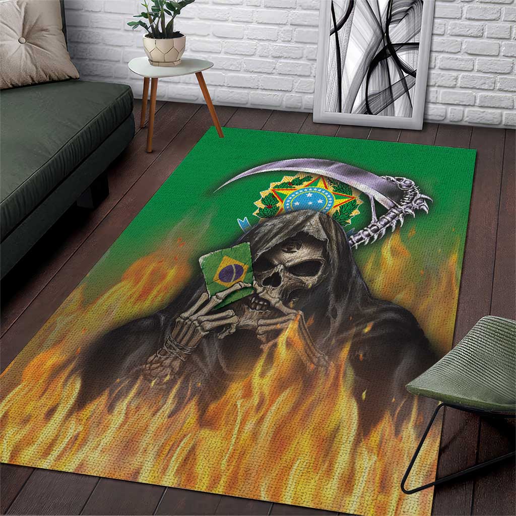 Brazil Hoodie Area Rug Brazil Reaper Skull Fire - Wonder Print Shop