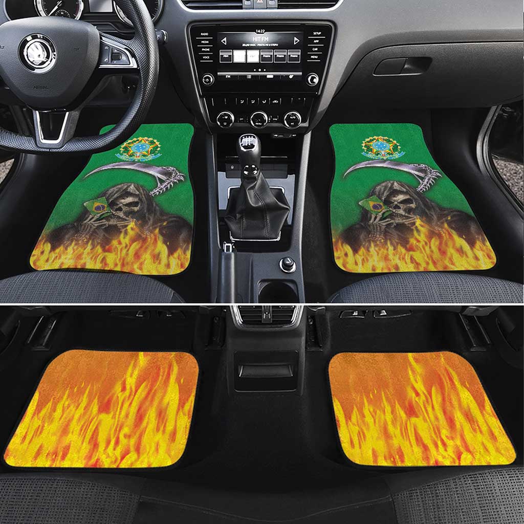 Brazil Hoodie Car Mats Brazil Reaper Skull Fire - Wonder Print Shop