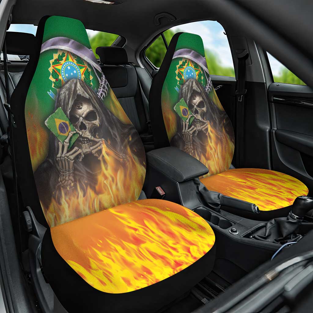 Brazil Hoodie Car Seat Cover Brazil Reaper Skull Fire - Wonder Print Shop